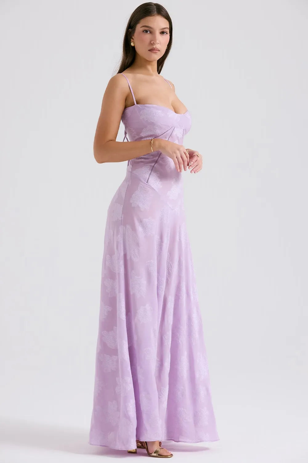 Women's Maxi Dress Fitted Bodice Flared Hem