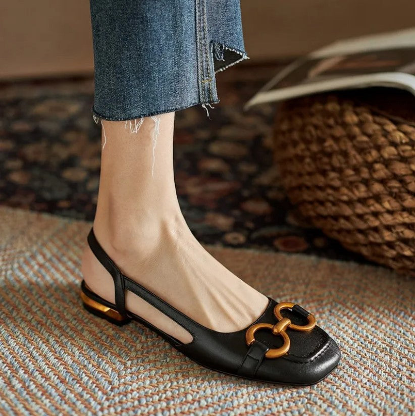 Image of Serena | Women's Slingback Square Toe Loafers