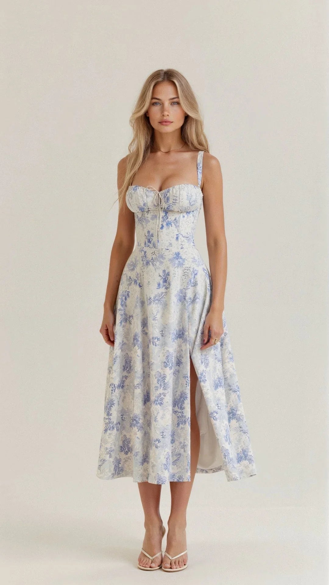Women's Floral Midi A-Line Dress - VibreMode