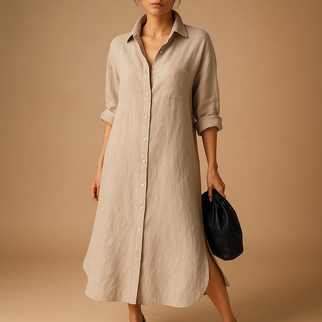 Women's Loose Fit Summer Shirt Dress - VibreMode