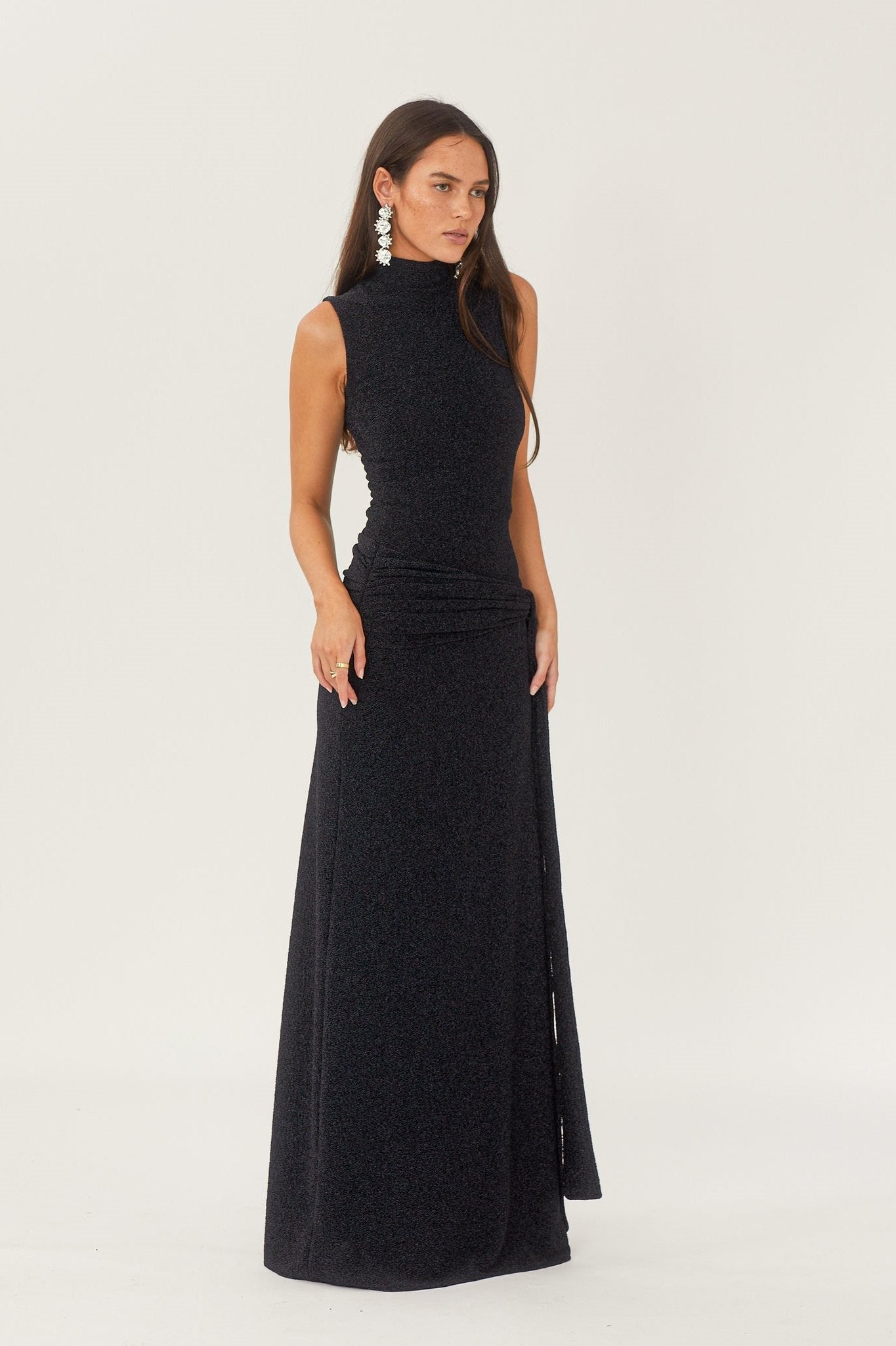 Women's Maxi Dress Metallic Ribbon Detail