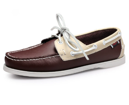 Men's Lace-Up Boat Shoes Leather Brown - VibreMode