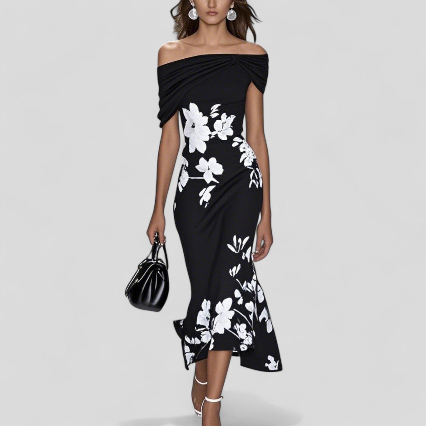 Women's Off Shoulder Bodycon Midi Dress
