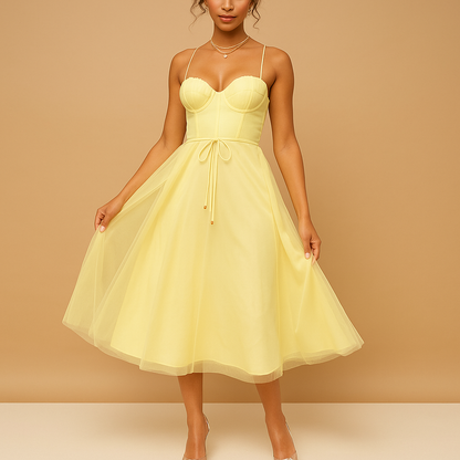 Women’s sleeveless chiffon maxi dress with tulle overlay and flowing silhouette, perfect for weddings, formal events, and evening occasions.