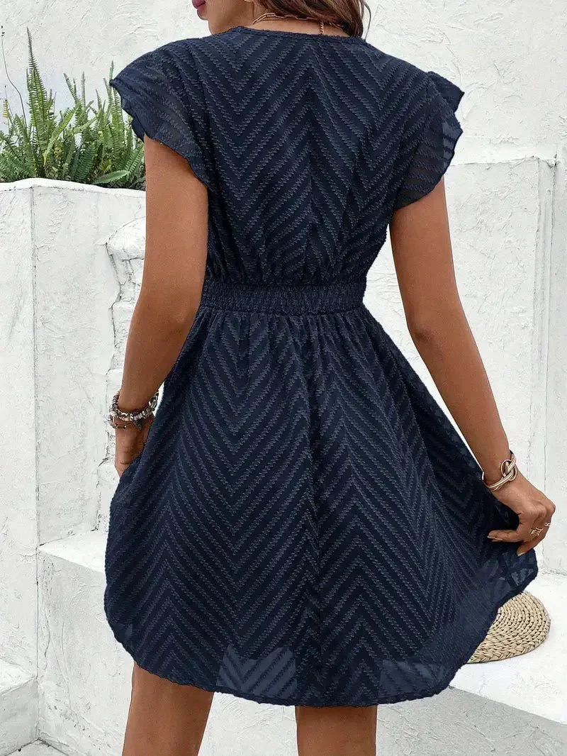 Women's V-Neck Casual Dress Decorative Trim