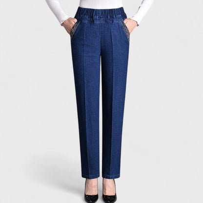 Women's Straight Leg Jeans Elastic Waist