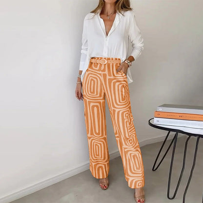 Women's Two Piece Straight Leg Pants Set