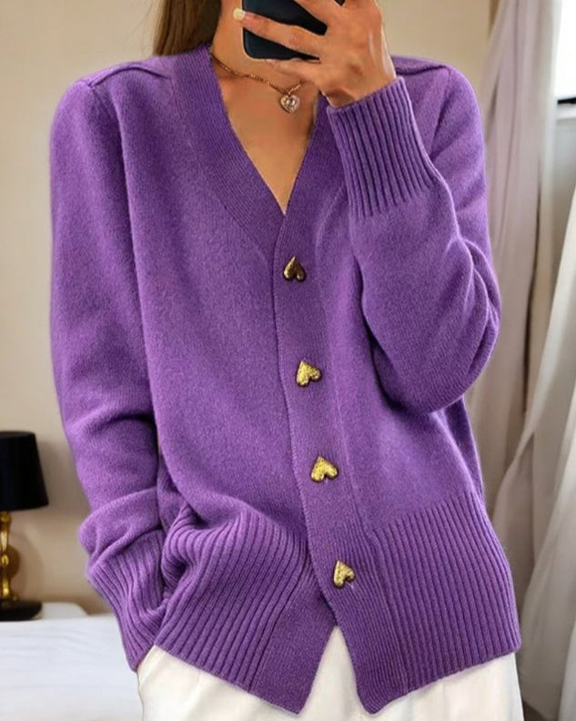 Women's Long Sleeve Cardigan Button Front Straight Cut