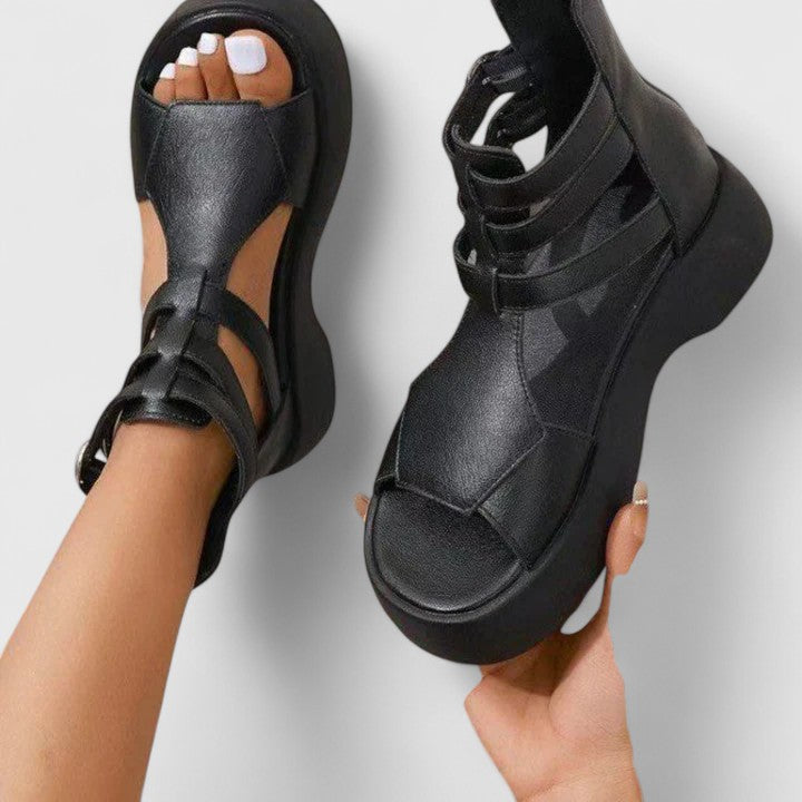 Women's Platform Sandals Open Toe Ankle Strap - VibreMode