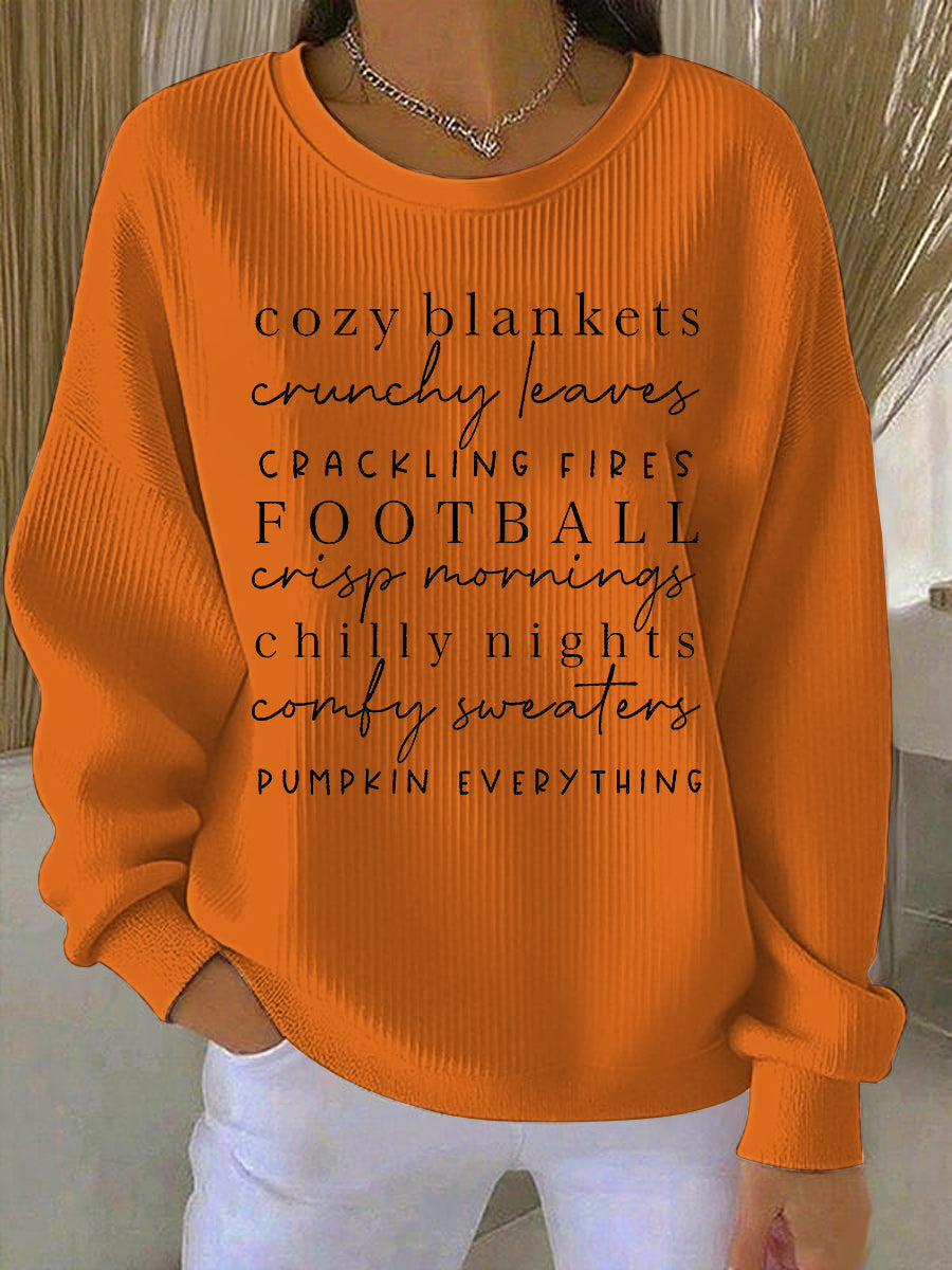 Women's Sweatshirt Ribbed Hem Text Print - VibreMode