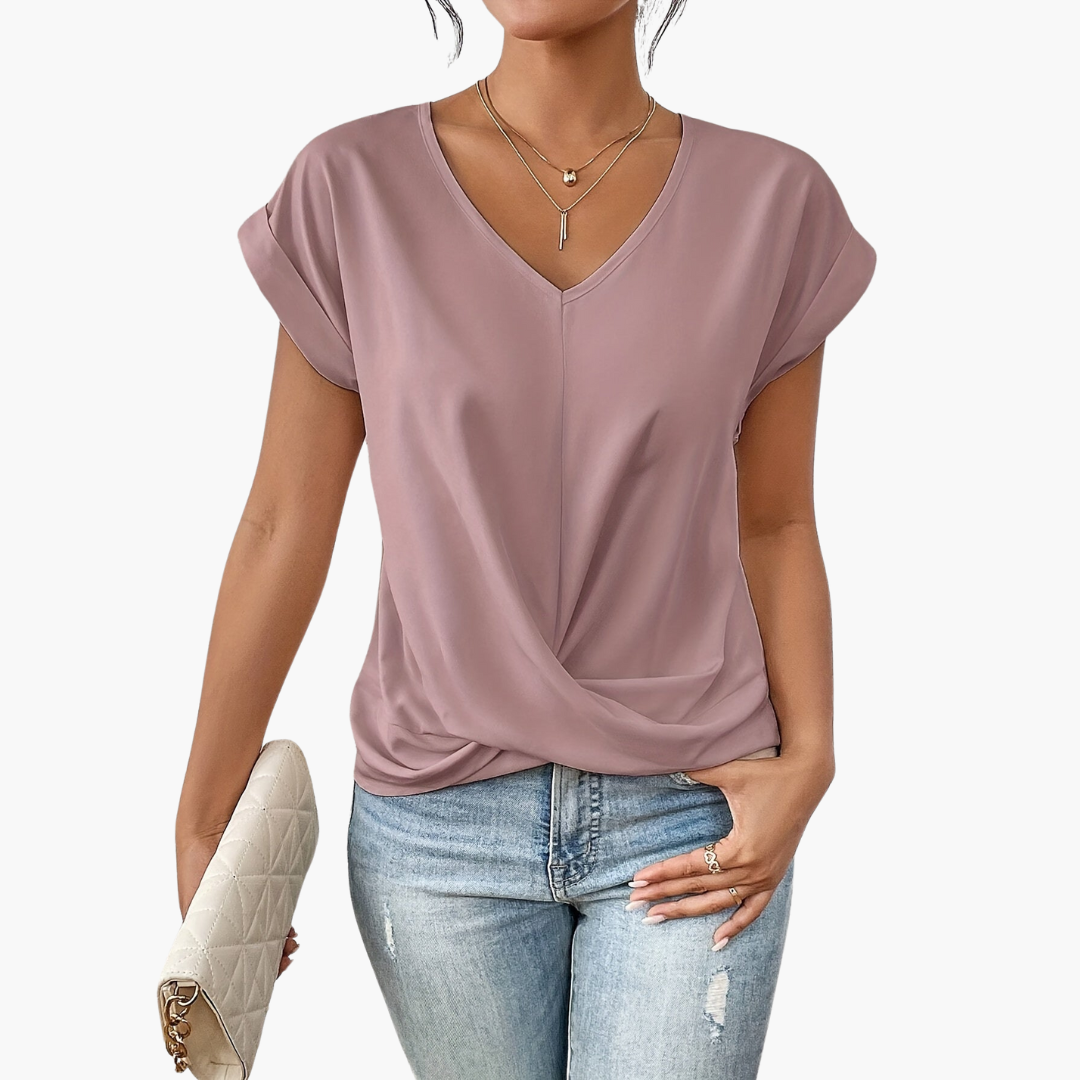 Women's V-Neck Twist Front T-Shirt - VibreMode