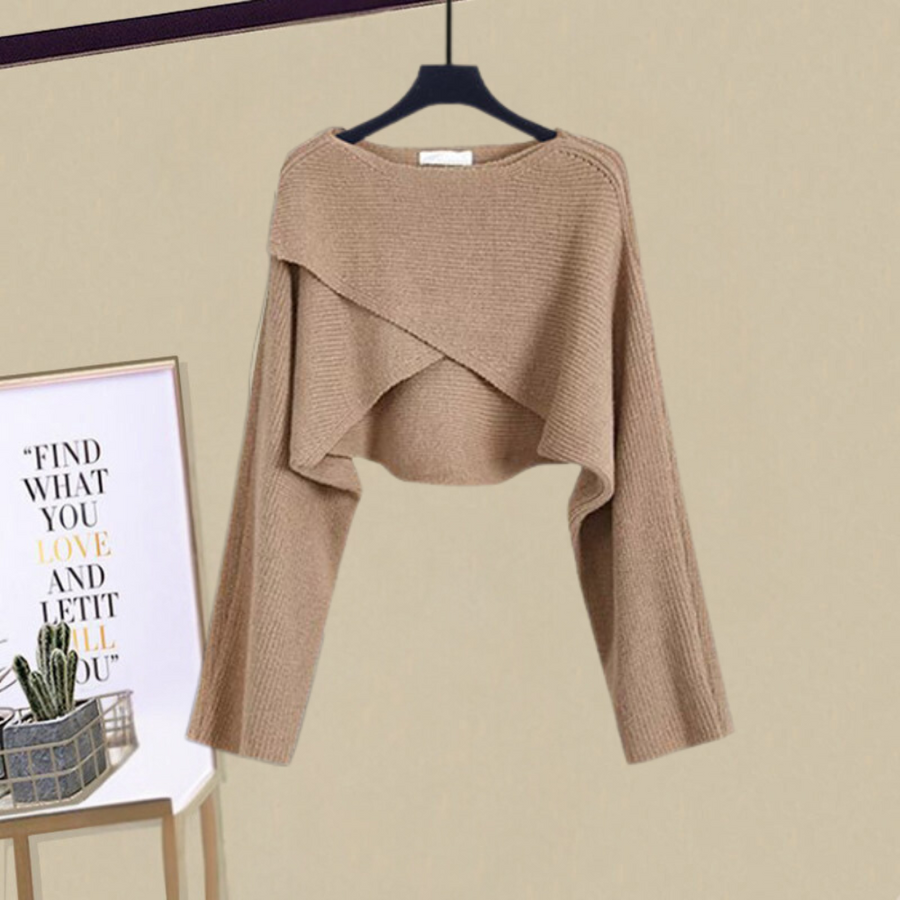 Women's Wrap Front Cropped Dress Set