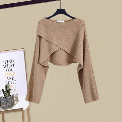 Women's Wrap Front Cropped Dress Set