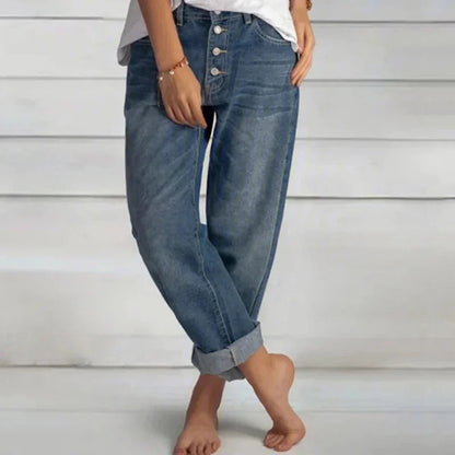 Women's High Waisted Boyfriend Jeans - VibreMode