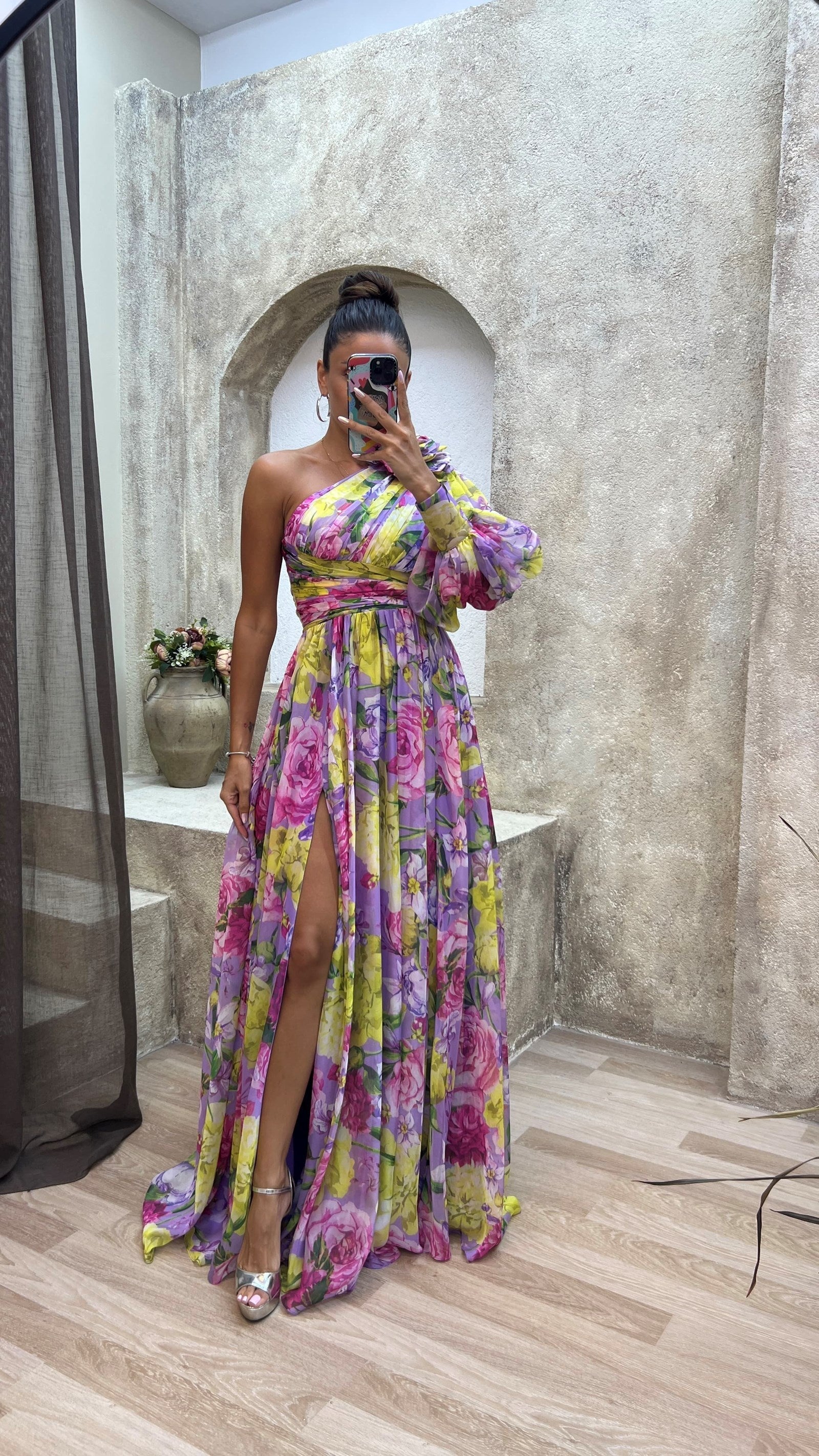 Image of Tessa | Women's One Shoulder Floral Maxi Dress