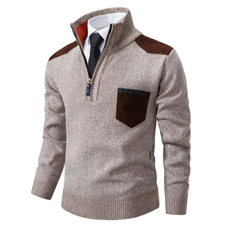 Cashmere Sweater With Collar And Chest Pocket - VibreMode