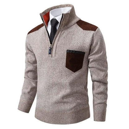 Cashmere Sweater With Collar And Chest Pocket - VibreMode