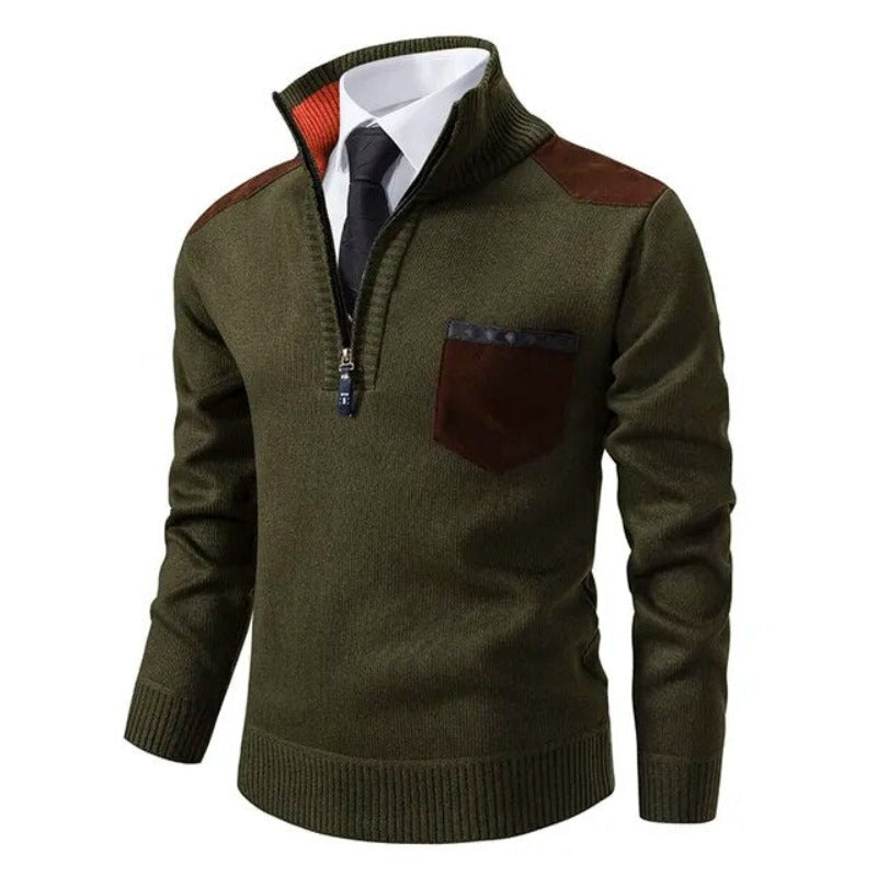 Cashmere Sweater With Collar And Chest Pocket