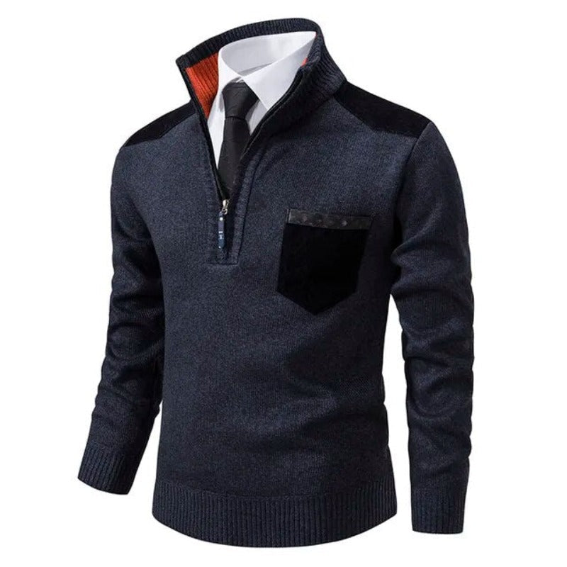 Cashmere Sweater With Collar And Chest Pocket
