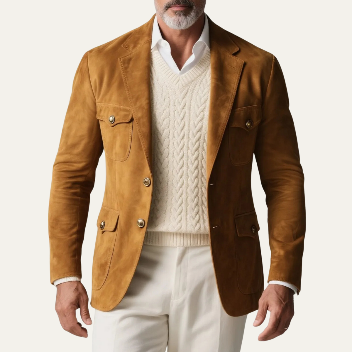 Men's Tan Suede Blazer With Pockets