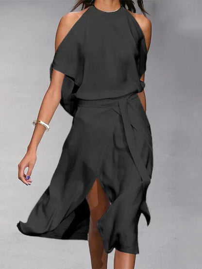 Women's Sleeveless Wrap Midi Dress