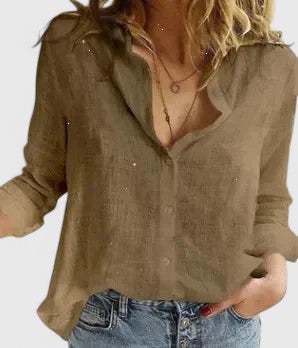 Classic Women's Linen Collar Button Shirt