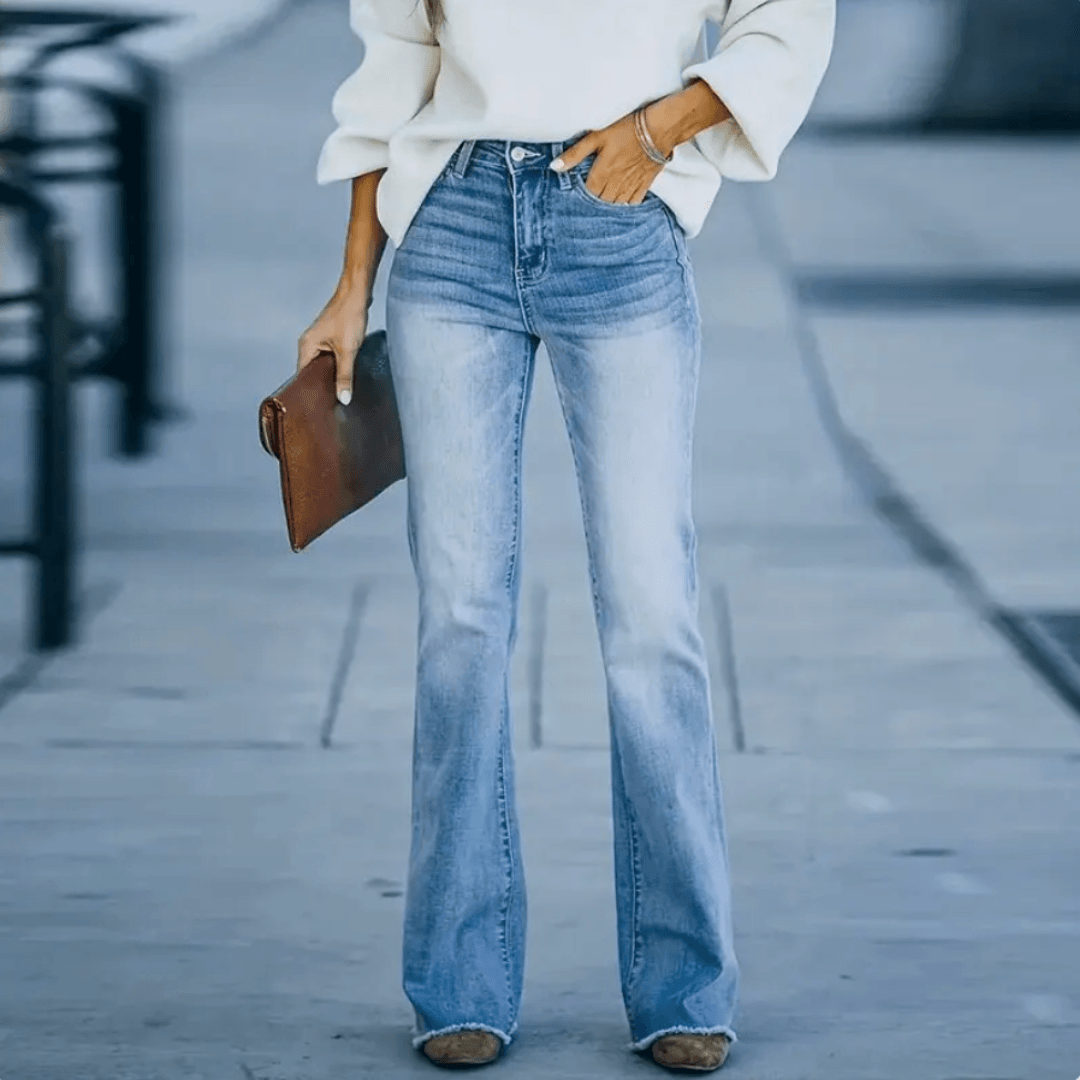 Women's High-Waist Flare Jeans Blue - VibreMode