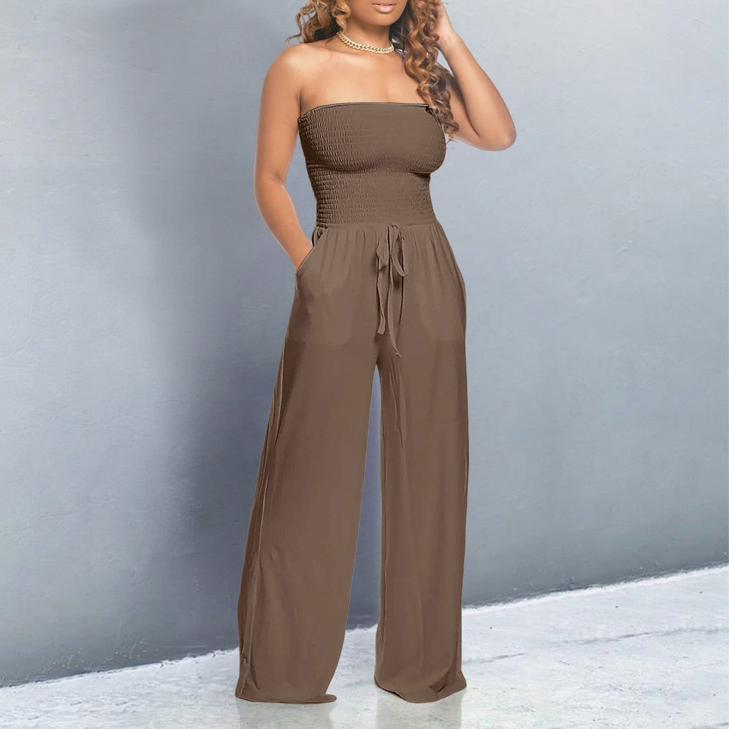 Women's Tube Jumpsuit Wide Leg