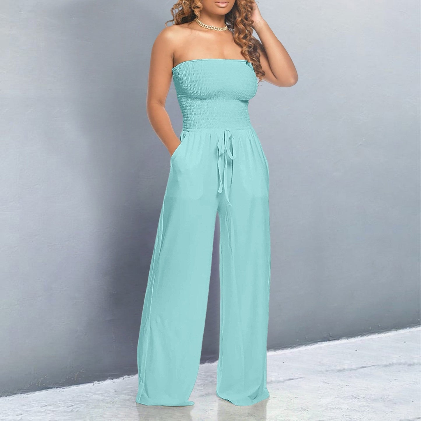 Women's Tube Jumpsuit Wide Leg