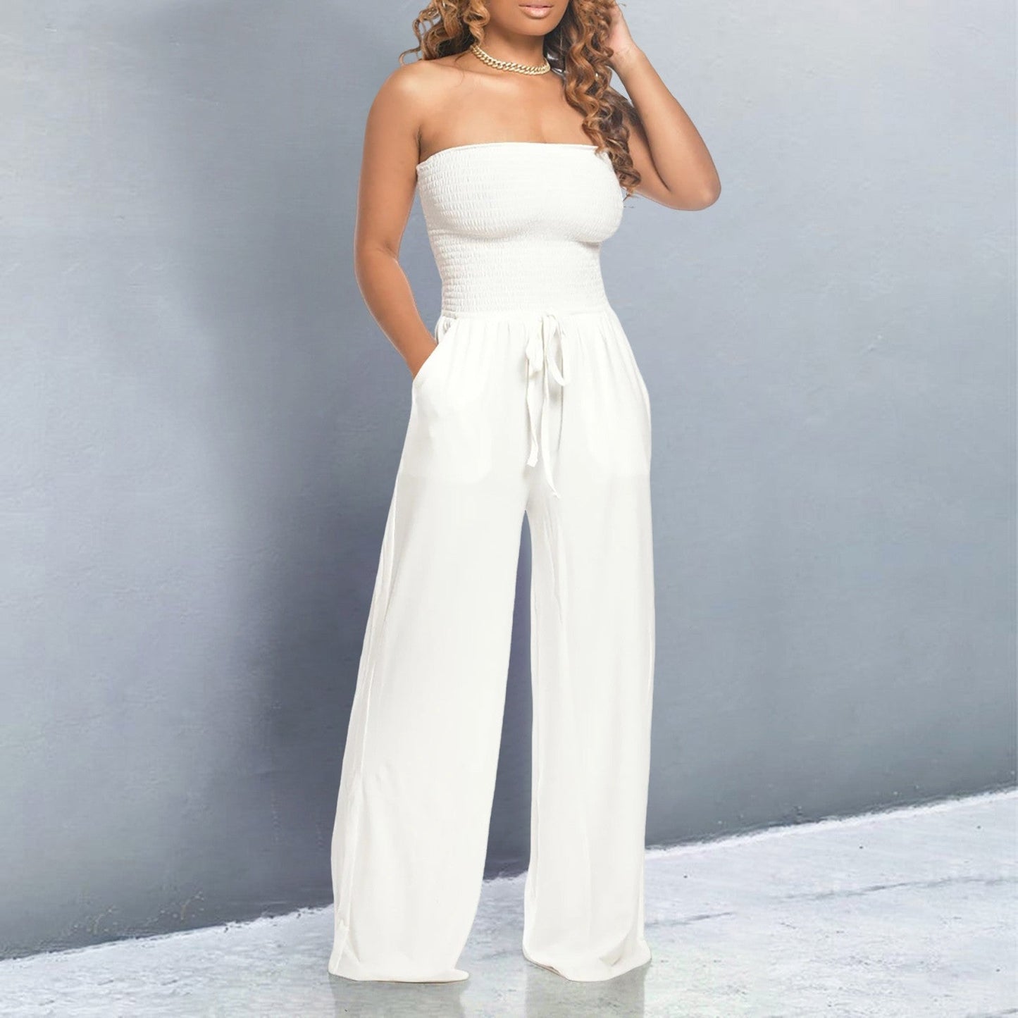 Women's Tube Jumpsuit Wide Leg