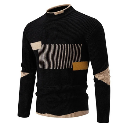 Men's Long Sleeve Patchwork Sweater