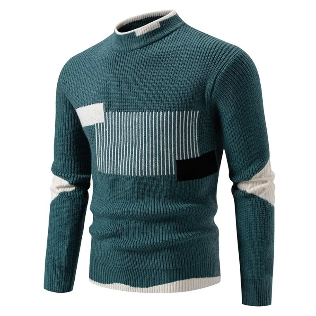 Men's Long Sleeve Patchwork Sweater