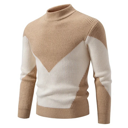 Men's Long Sleeve Patchwork Sweater