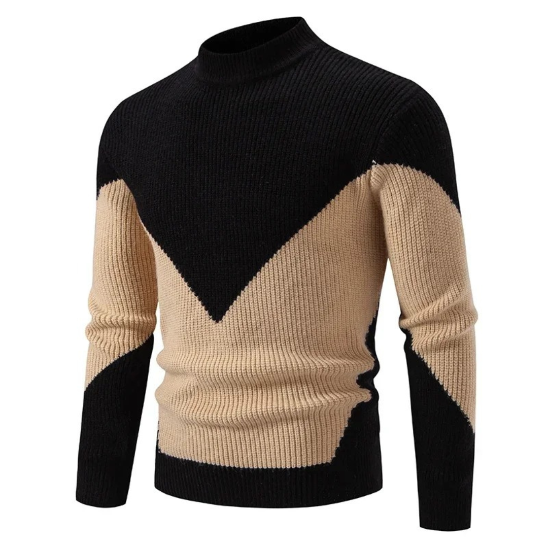 Men's Long Sleeve Patchwork Sweater