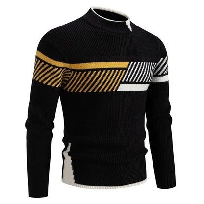 Men's Long Sleeve Patchwork Sweater