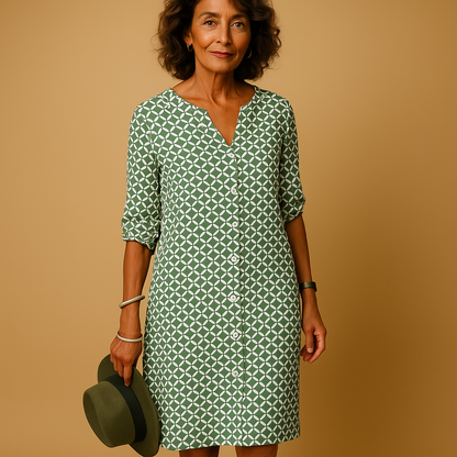 Women's V-Neck Casual Dress Half Sleeves - VibreMode