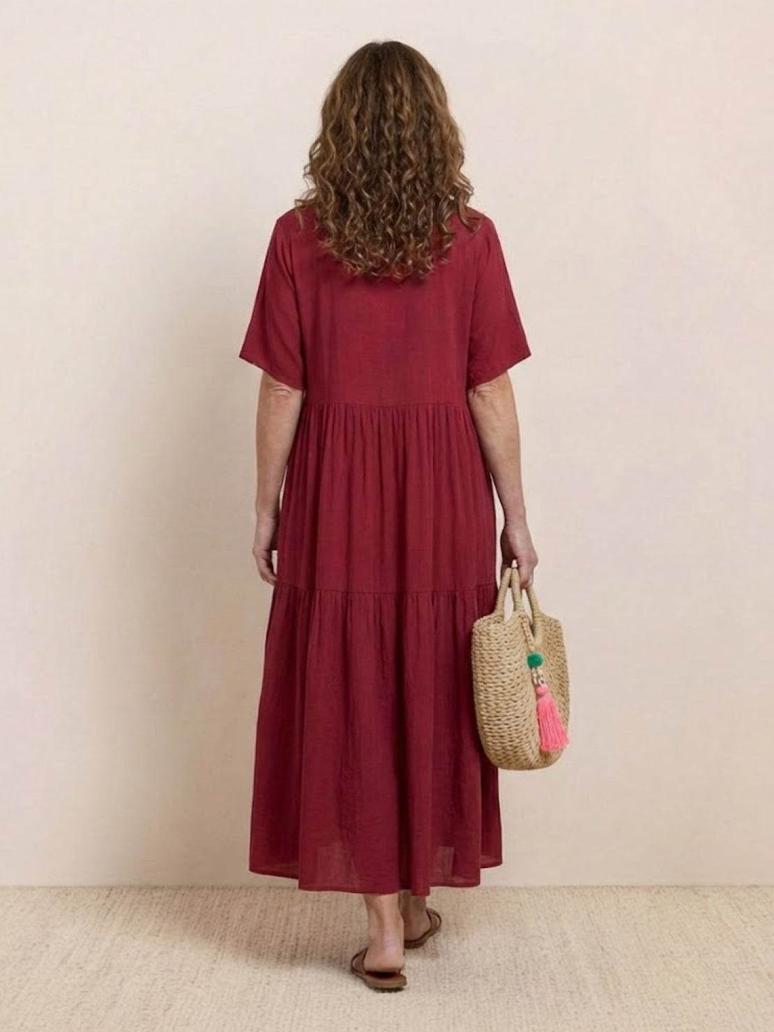 Women's V-Neck Maxi Dress Short Sleeves