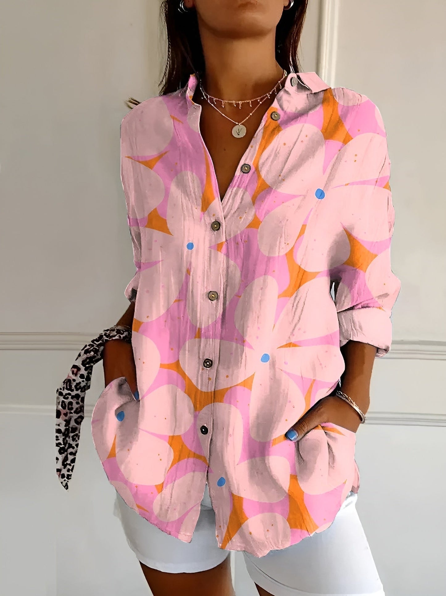 Women's Printed Blouse Button Front