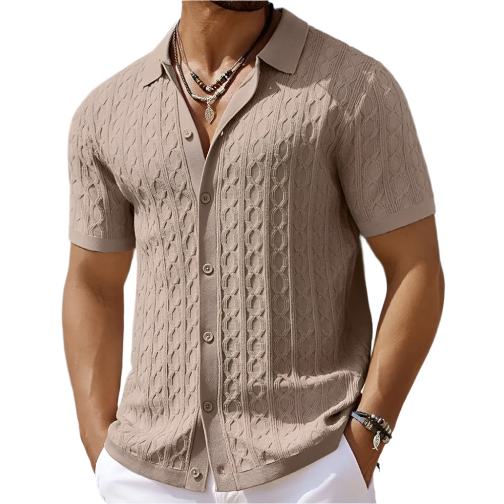 Men's Jacquard Knit Polo Shirt