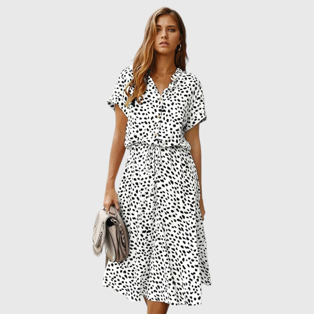 Colorful Front Button Midi Dress