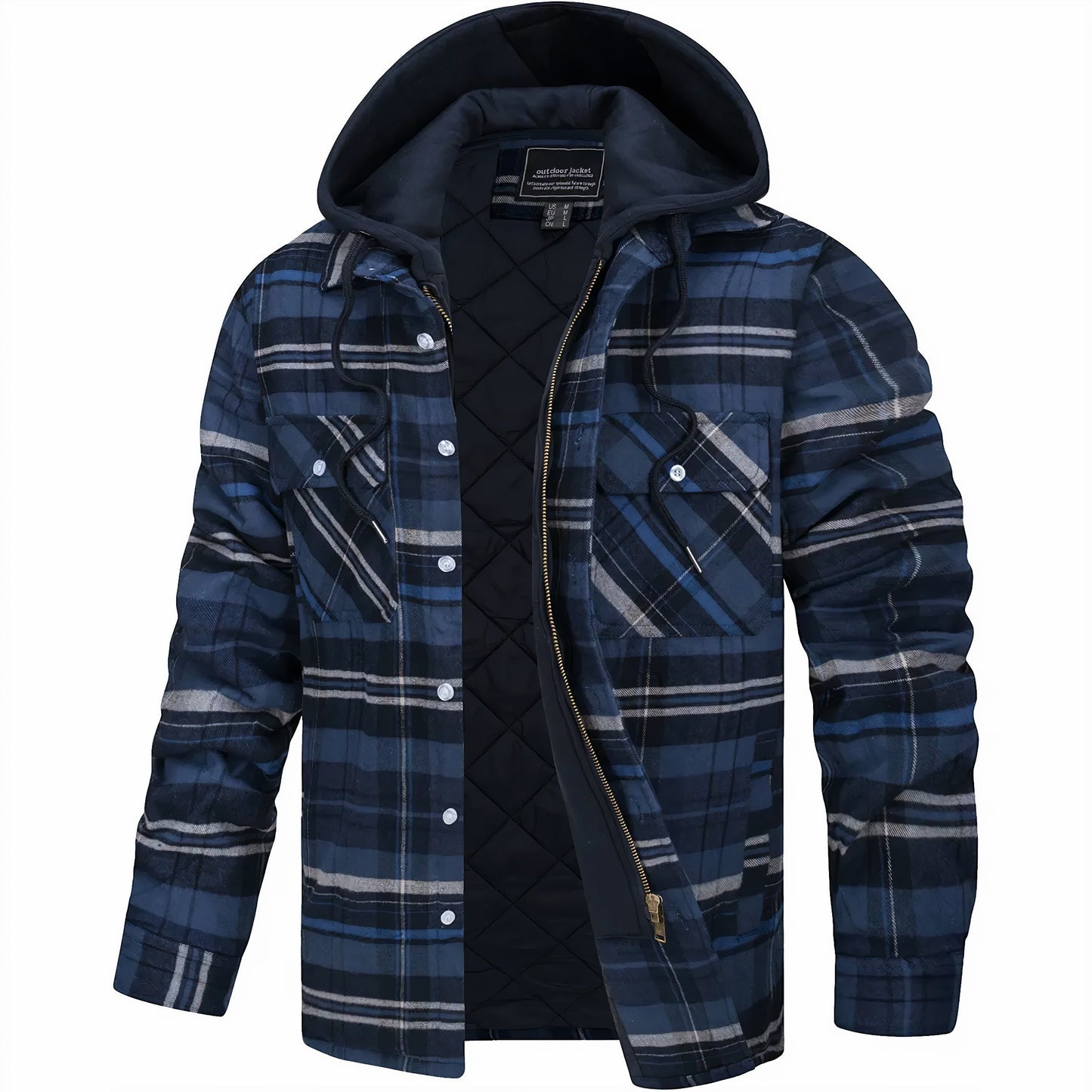 Men's Plaid Hooded Zip Jacket