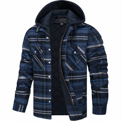 Men's Plaid Hooded Zip Jacket