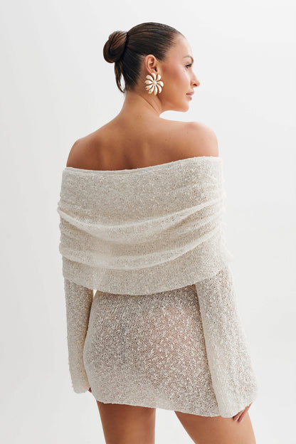 Image of Veronica | Women's Fitted Off-Shoulder Mini Dress