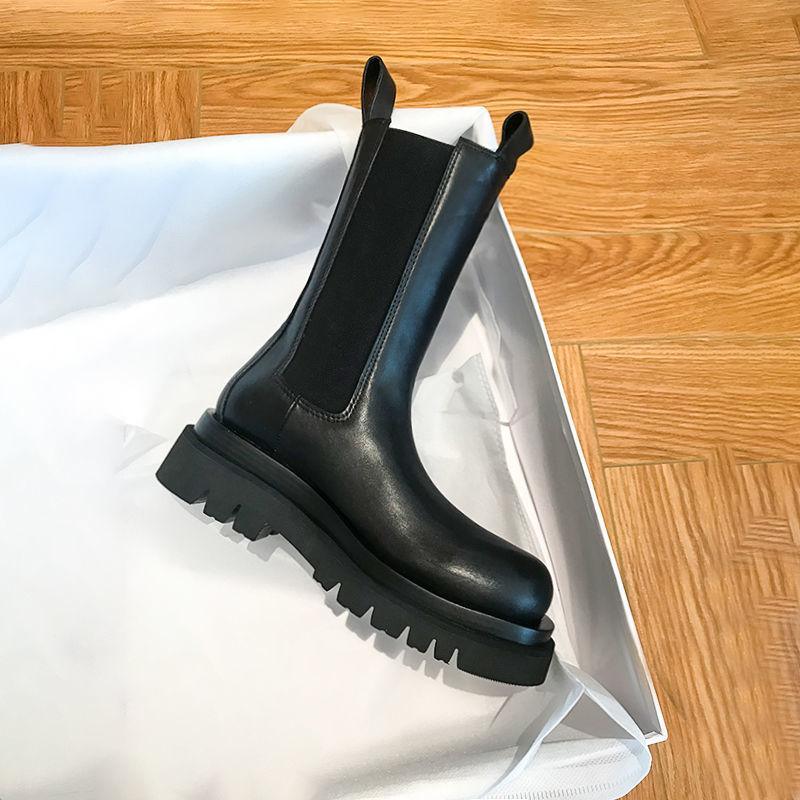 Women's Mid Calf Boots Elastic Side Panels