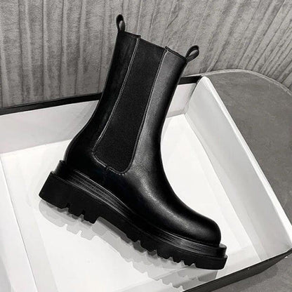 Women's Mid Calf Boots Elastic Side Panels