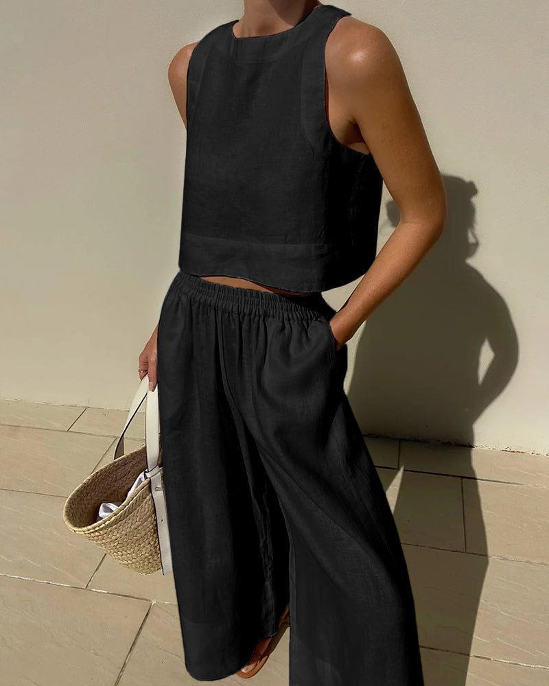 Image of Vicki | Women's Cropped Tank Top Two-Piece Set