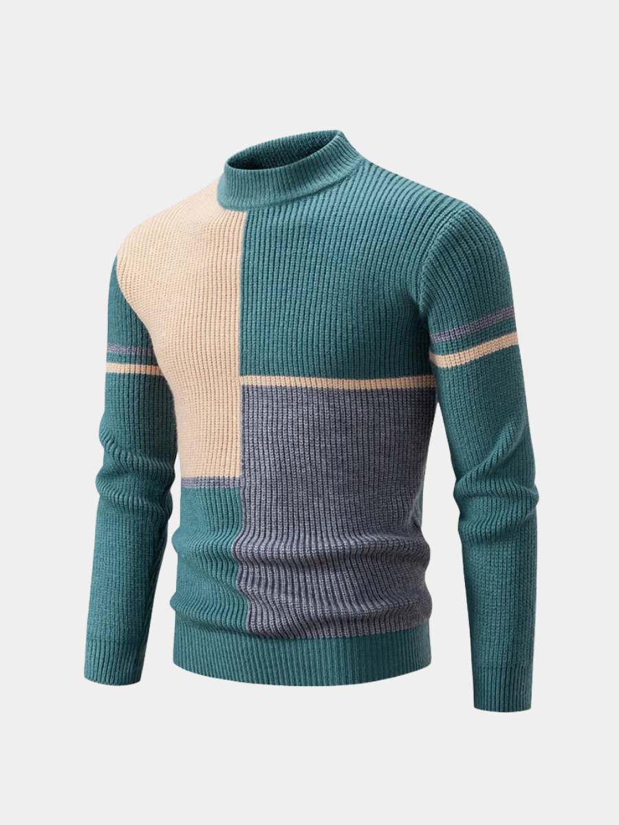 Men's Color Block Pullover Sweater - VibreMode