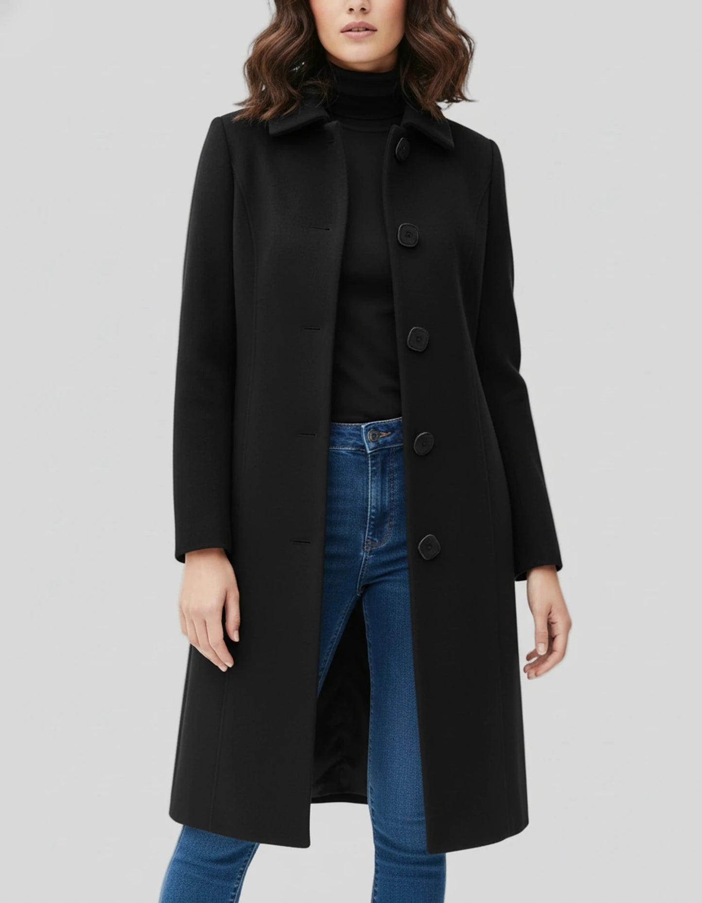 Vivian Women's Long Coat Button Front - VibreMode
