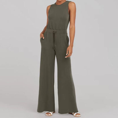 Women's Sleeveless Wide-Leg Jumpsuit