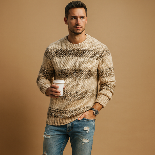 Cozy Mens Norwegian Style Crew Sweater - VibreMode
